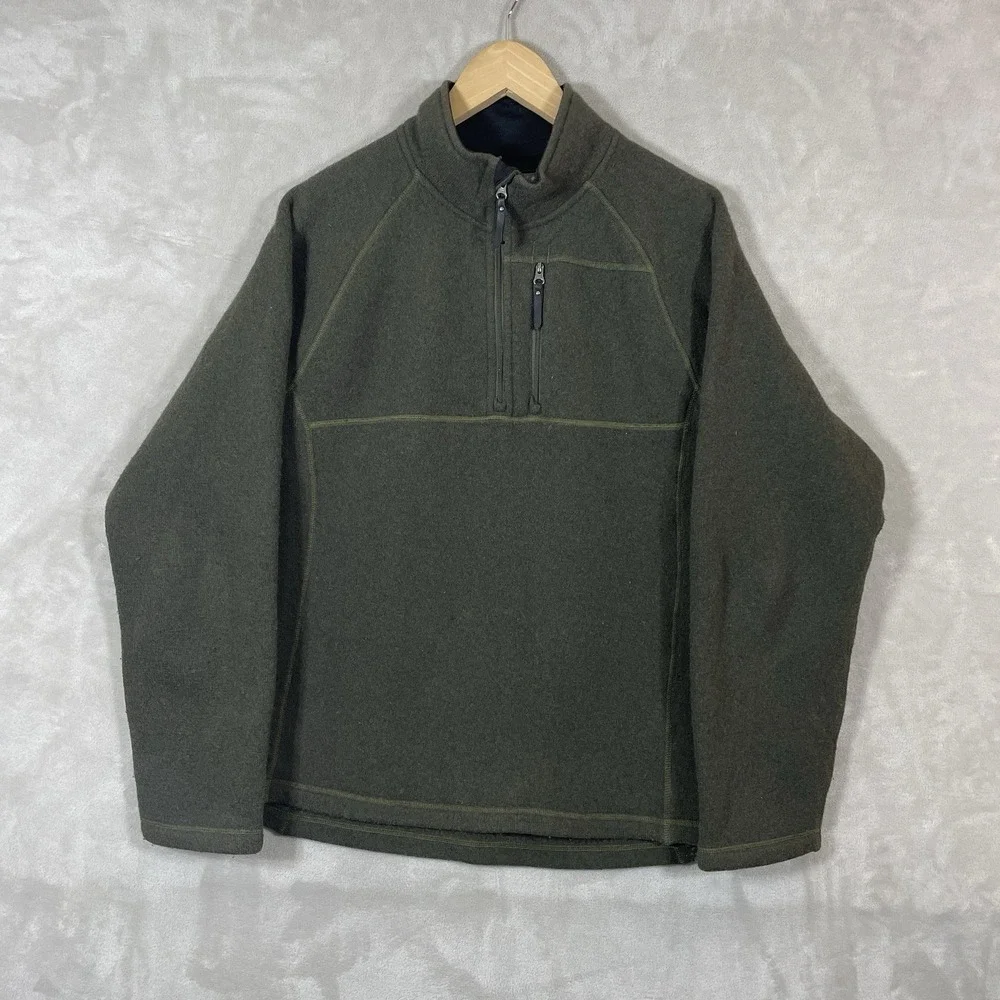 Smartwool Echo Lake Half Zip Sweater Mens M/L Wool Blend Fleece Olive Green